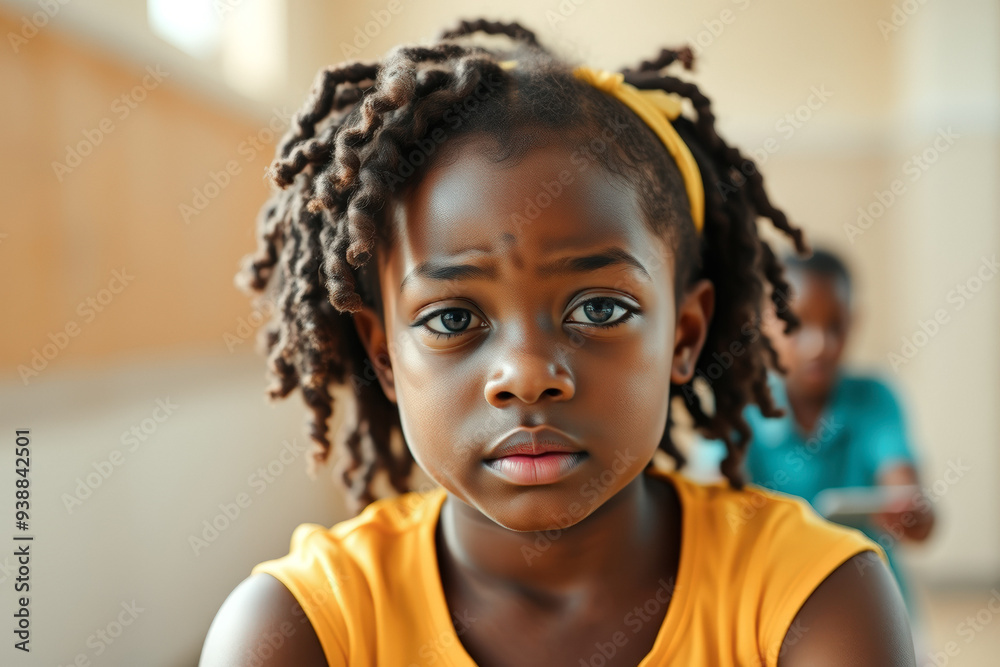Close-up portrait of young girl with thoughtful expression Close-up portrait of young girl with thoughtful expression