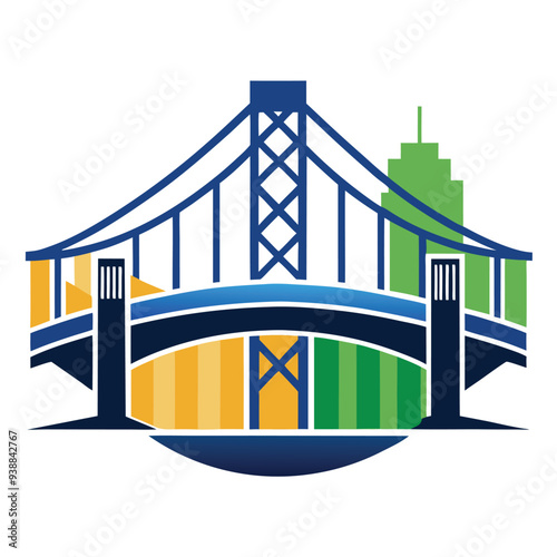 Bridge construction company vector logo design – strong, bold emblem representing structural engineering, infrastructure, architecture, and civil construction firms
