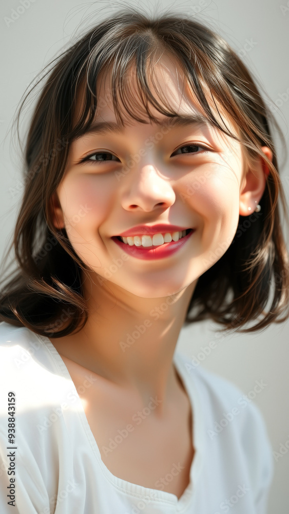 Portrait of a Smiling Young Woman with Brunette Hair Portrait of a Smiling Young Woman with Brunette Hair