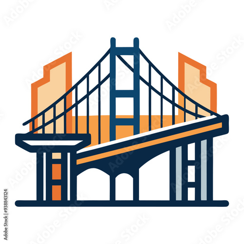 Bridge construction company vector logo design – strong, bold emblem representing structural engineering, infrastructure, architecture, and civil construction firms