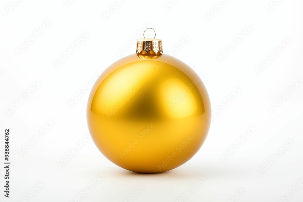 Yellow Christmas ball for pine tree decoration isolated on white background. Generative ai