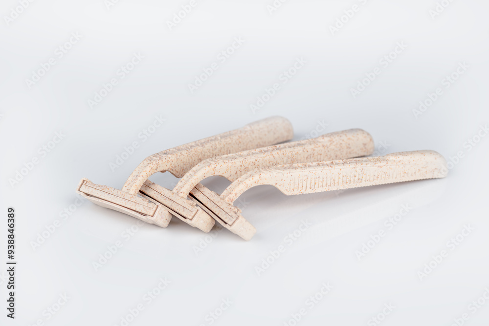 Collection of disposable razor isolated on white background. razor to use and throw away. razor zero waste Collection of disposable razor isolated on white background. razor to use and throw away. razor zero waste