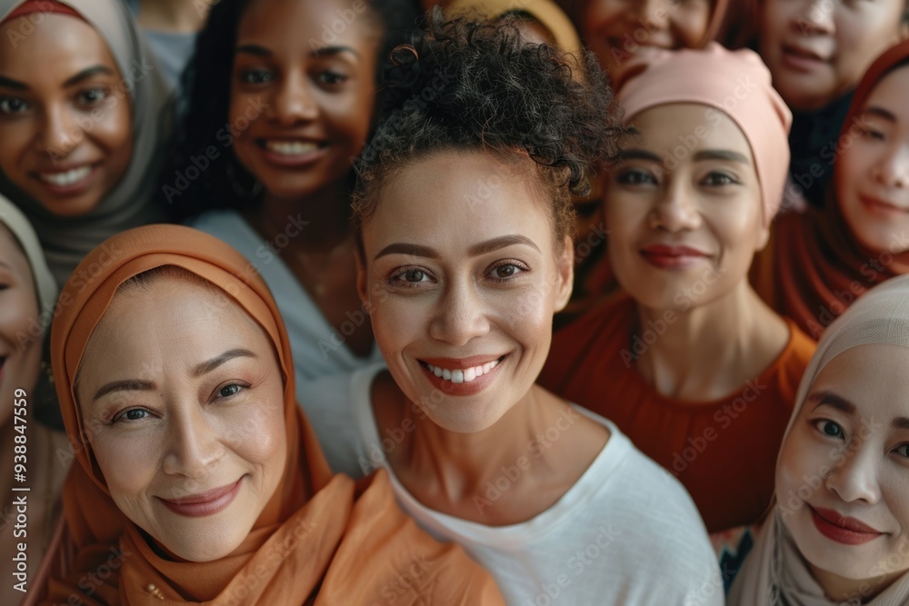 Diverse women smiling on International Womens Day portrait. Diverse women smiling on International Womens Day portrait.