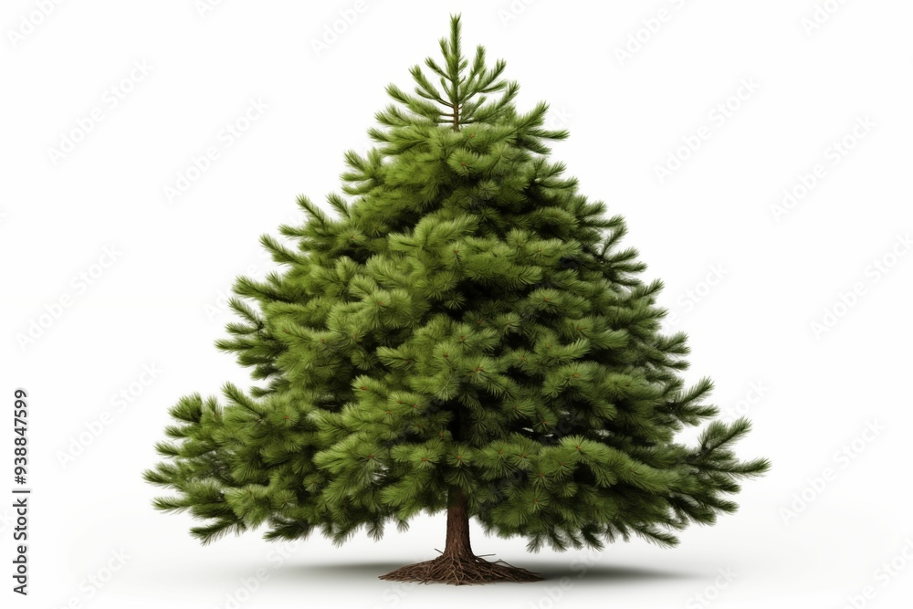 Fototapeta premium Cristmas pine tree isolate on white background. Generative ai