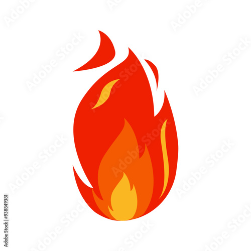 Icon Flat flame. Fire fireball  red hot campfire  yellow heat wildfire and bonfire  burn power fiery silhouettes illustration set. Fireball power light  flame bonfire energy