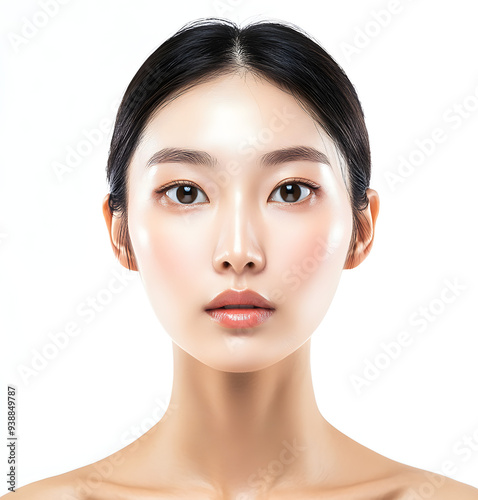 Detailed Skincare Advertisement Featuring Korean Woman with Subtle Aging Signs