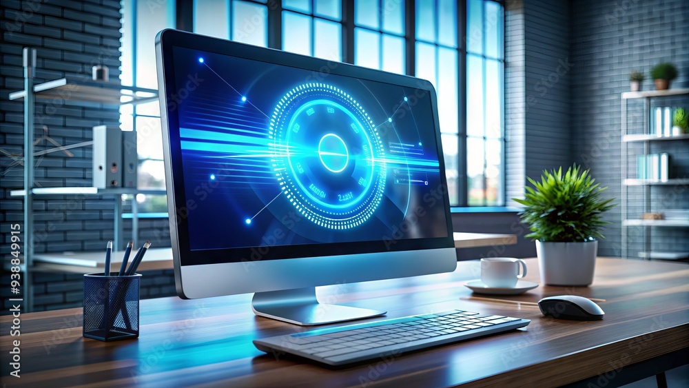 A futuristic desktop display shows a progress bar advancing as a operating system undergoes a crucial update, symbolizing innovation and digital advancement. A futuristic desktop display shows a progress bar advancing as a operating system undergoes a crucial update, symbolizing innovation and digital advancement.