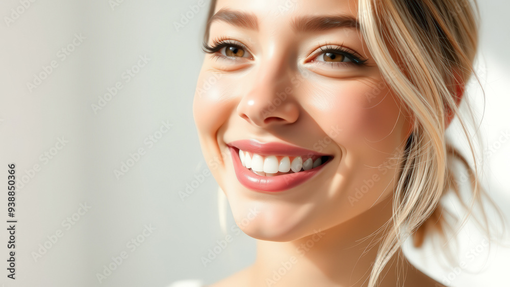 Close Up Portrait of Young Woman Smiling With White Teeth Close Up Portrait of Young Woman Smiling With White Teeth