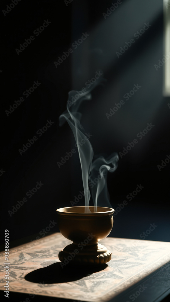 Incense Smoke Rising from a Golden Incense Burner Incense Smoke Rising from a Golden Incense Burner