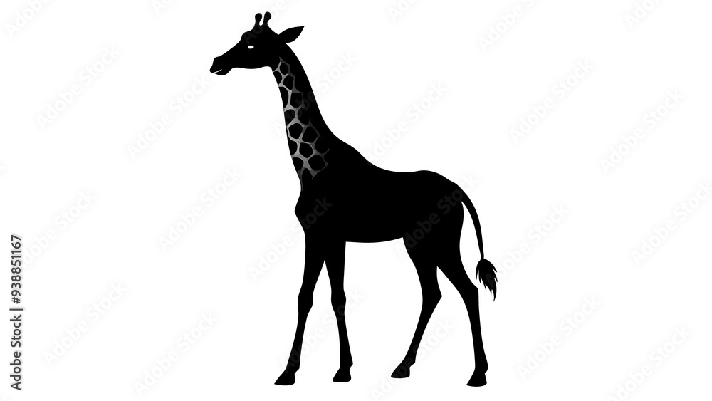 Obraz premium Zarafa Silhouette Vector on White Background