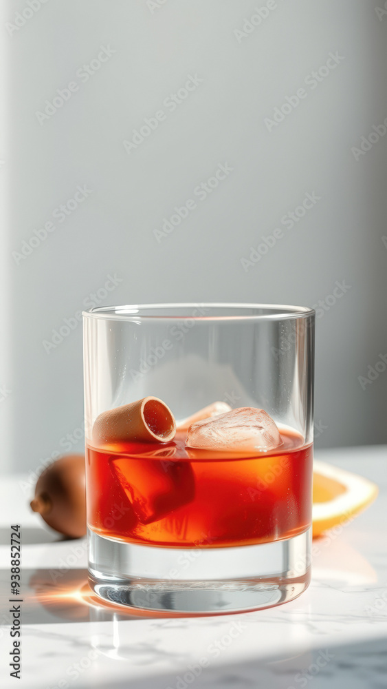 Negroni Cocktail with Ice and Orange Garnish Negroni Cocktail with Ice and Orange Garnish