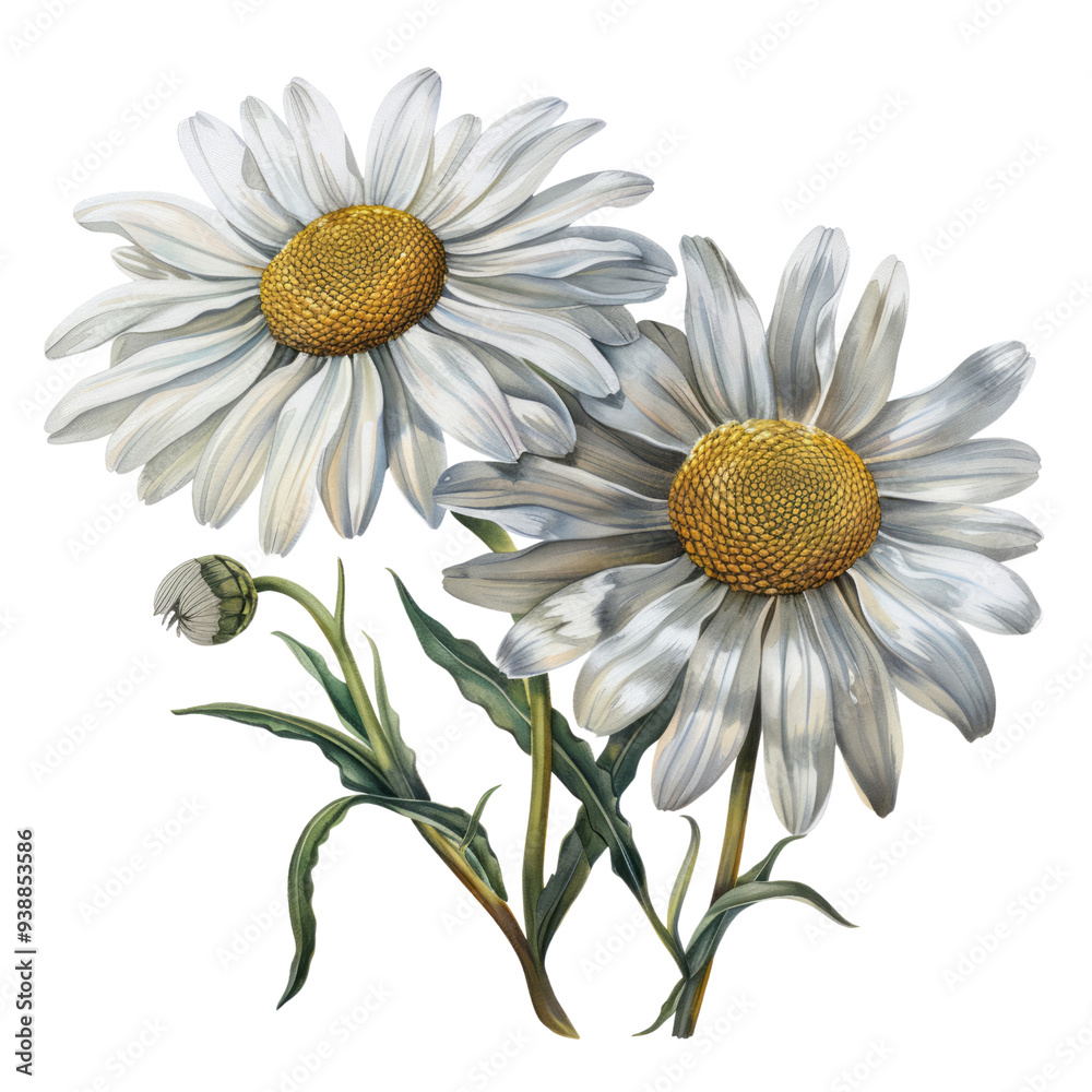 Fototapeta premium Beautiful daisy flowers on a white background