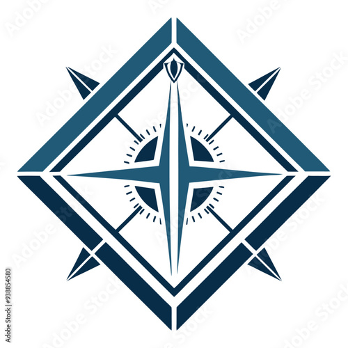 A geometric logo using a compass and ruler in a cross pattern, representing accuracy and design