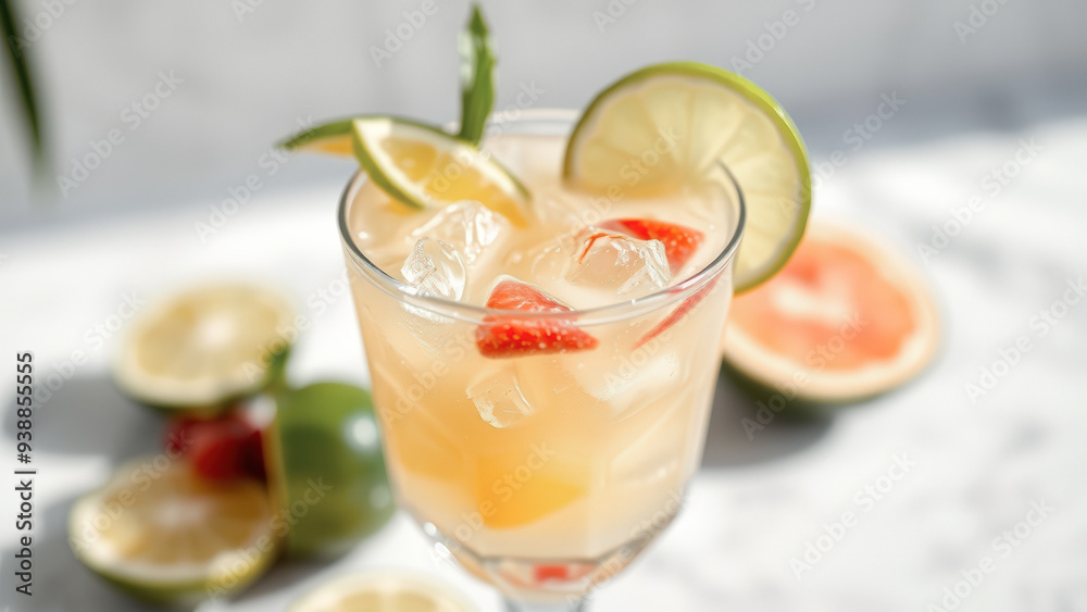 Close-up of a Refreshing Citrus Cocktail with Ice Close-up of a Refreshing Citrus Cocktail with Ice