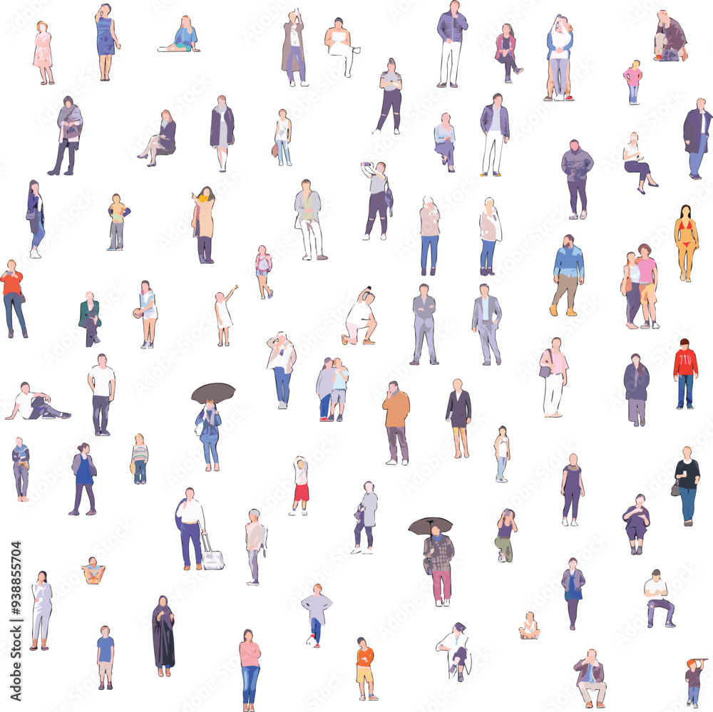 Front View People Set on White Background - Vector EPS -06 Front View People Set on White Background - Vector EPS -06