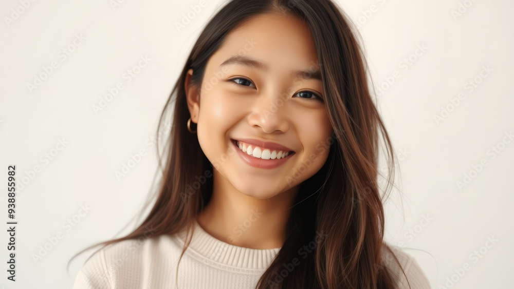 Portrait of a Young Woman Smiling with White Teeth