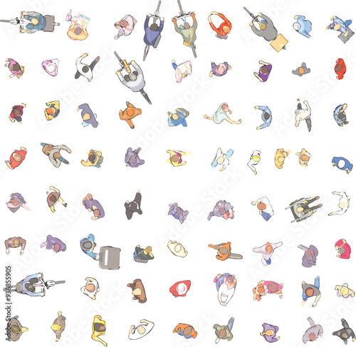 Top View of People on White Background - Vector EPS -05