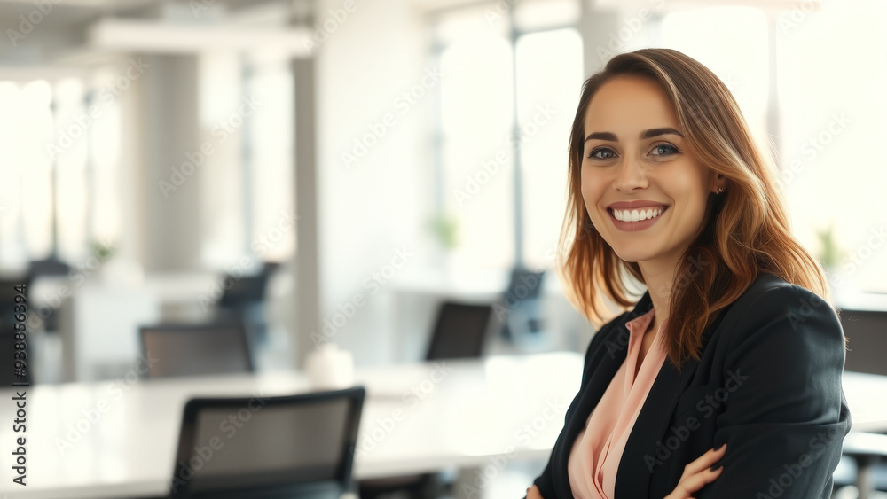 Fototapeta premium Portrait of a Smiling Businesswoman in Modern Office