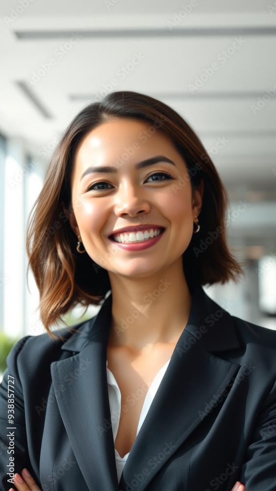 Obraz premium Confident Businesswoman Smiling with Arms Crossed