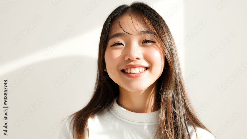 Portrait of a smiling young woman with long dark hair Portrait of a smiling young woman with long dark hair