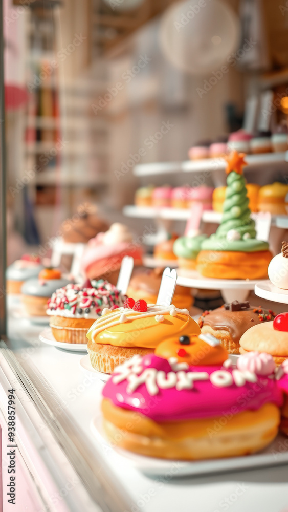 Delicious Donuts in a Bakery Window Delicious Donuts in a Bakery Window