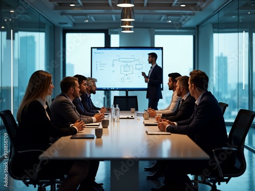 Business team meeting in a modern conference room - AI Generated