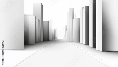 Modern City Street Architectural Sketch with Urban Perspective #938858912