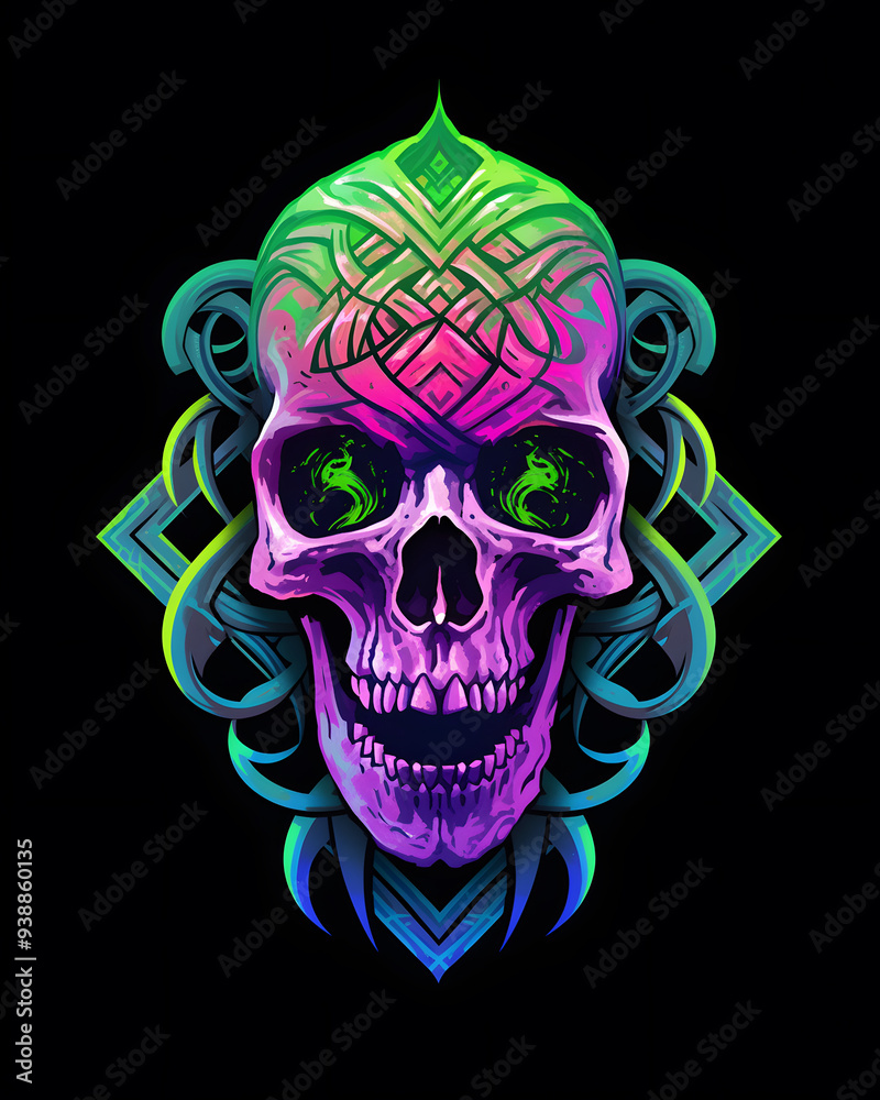 Skull and Celtic Knot symmetry layout illustration Skull and Celtic Knot symmetry layout illustration