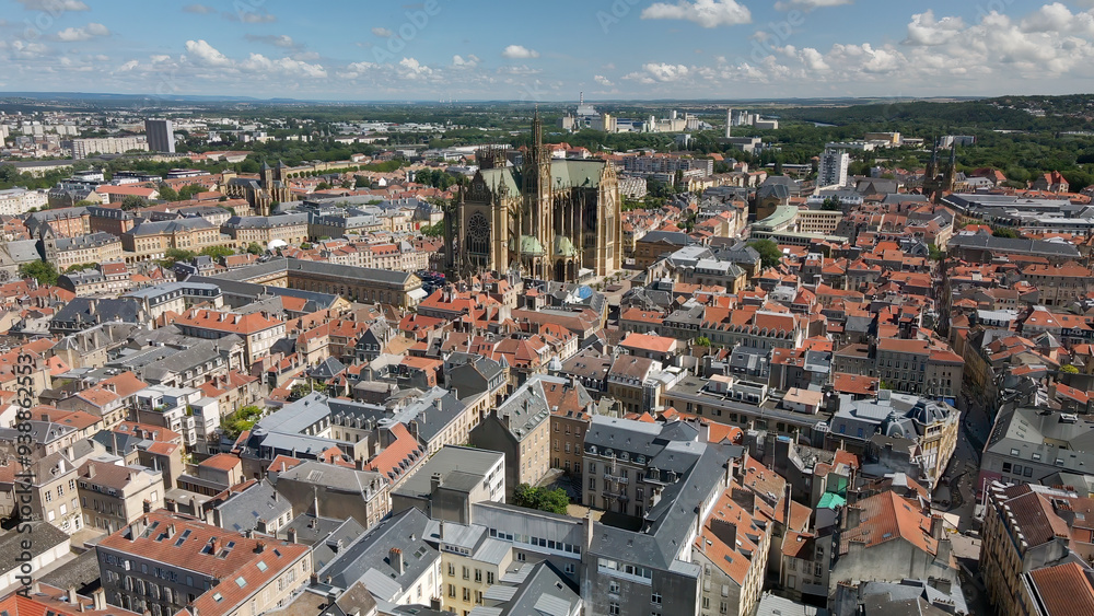 View from above to the city of Metz which is a town in France with a historical city center View from above to the city of Metz which is a town in France with a historical city center