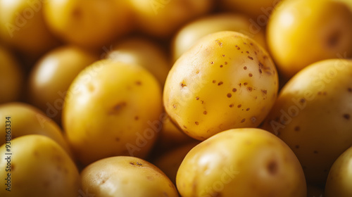 Pile of fresh potatoes with their natural, earthy skin, showcasing the simplicity and abundance of this staple vegetable.