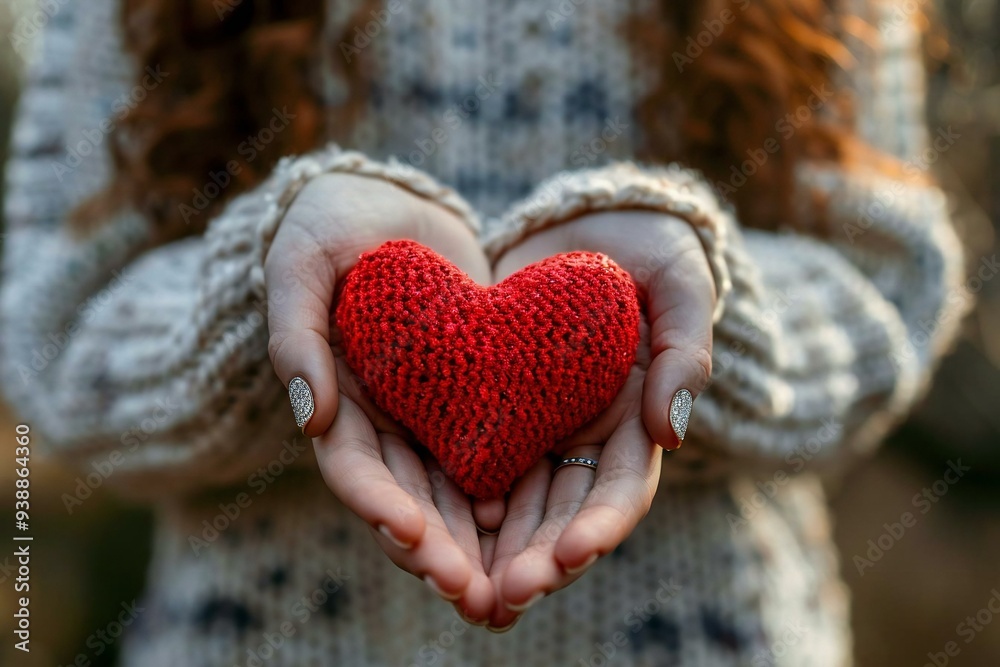 Embracing Love and Hope: A Woman Holding a Red Heart for Health and Happiness Embracing Love and Hope: A Woman Holding a Red Heart for Health and Happiness