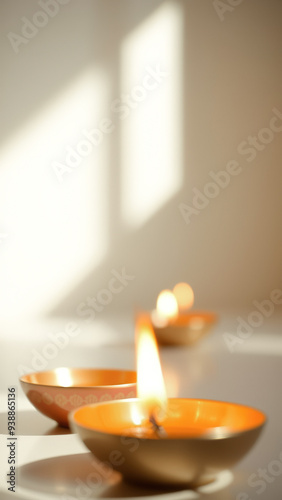 Burning Candle in a Bowl