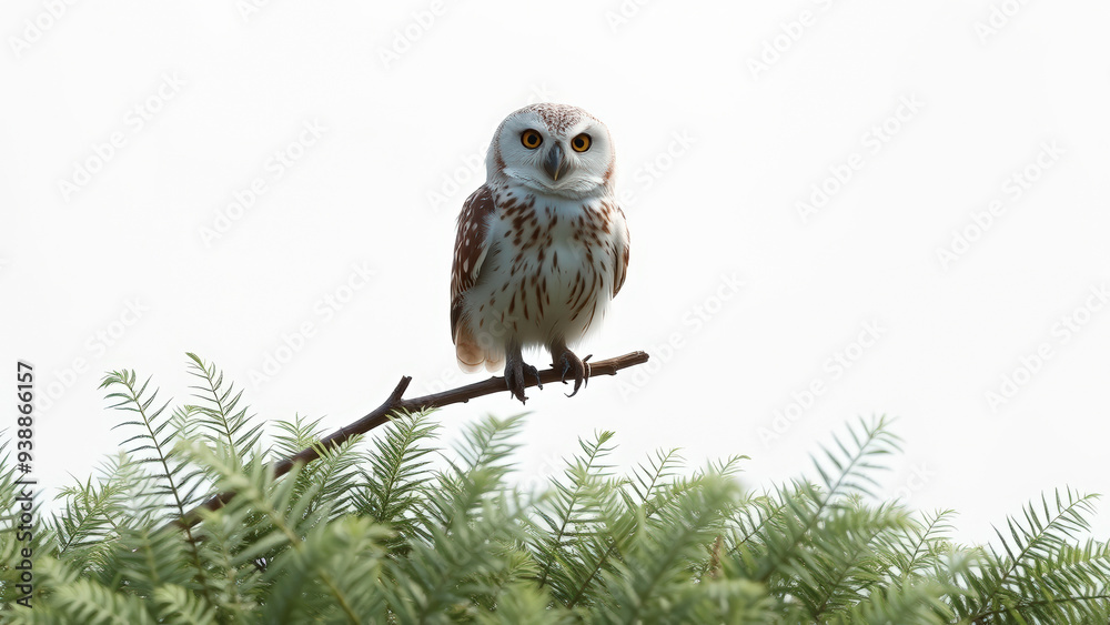 Fototapeta premium Northern Hawk Owl Perched on a Branch