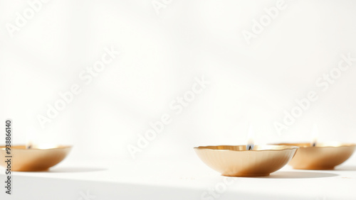 Gold Candle Holders on White Background