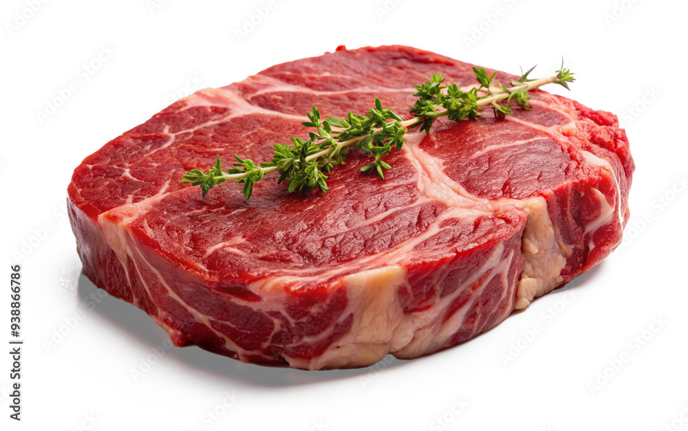 Scotch fillet steak with herbs isolated on transparent background Scotch fillet steak with herbs isolated on transparent background