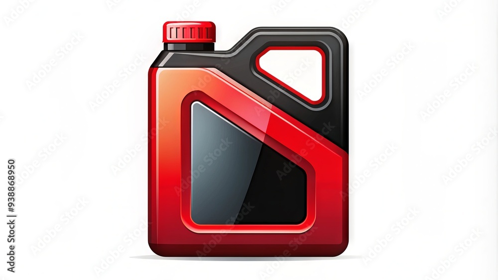 A stylized motor oil can icon with a bold, red and black design, symbolizing lubrication and fuel efficiency for vehicles and machinery. A stylized motor oil can icon with a bold, red and black design, symbolizing lubrication and fuel efficiency for vehicles and machinery.
