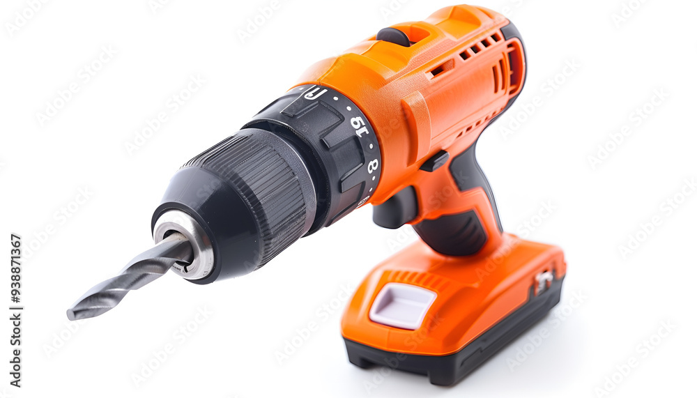 Modern cordless electric drill isolated on white Modern cordless electric drill isolated on white