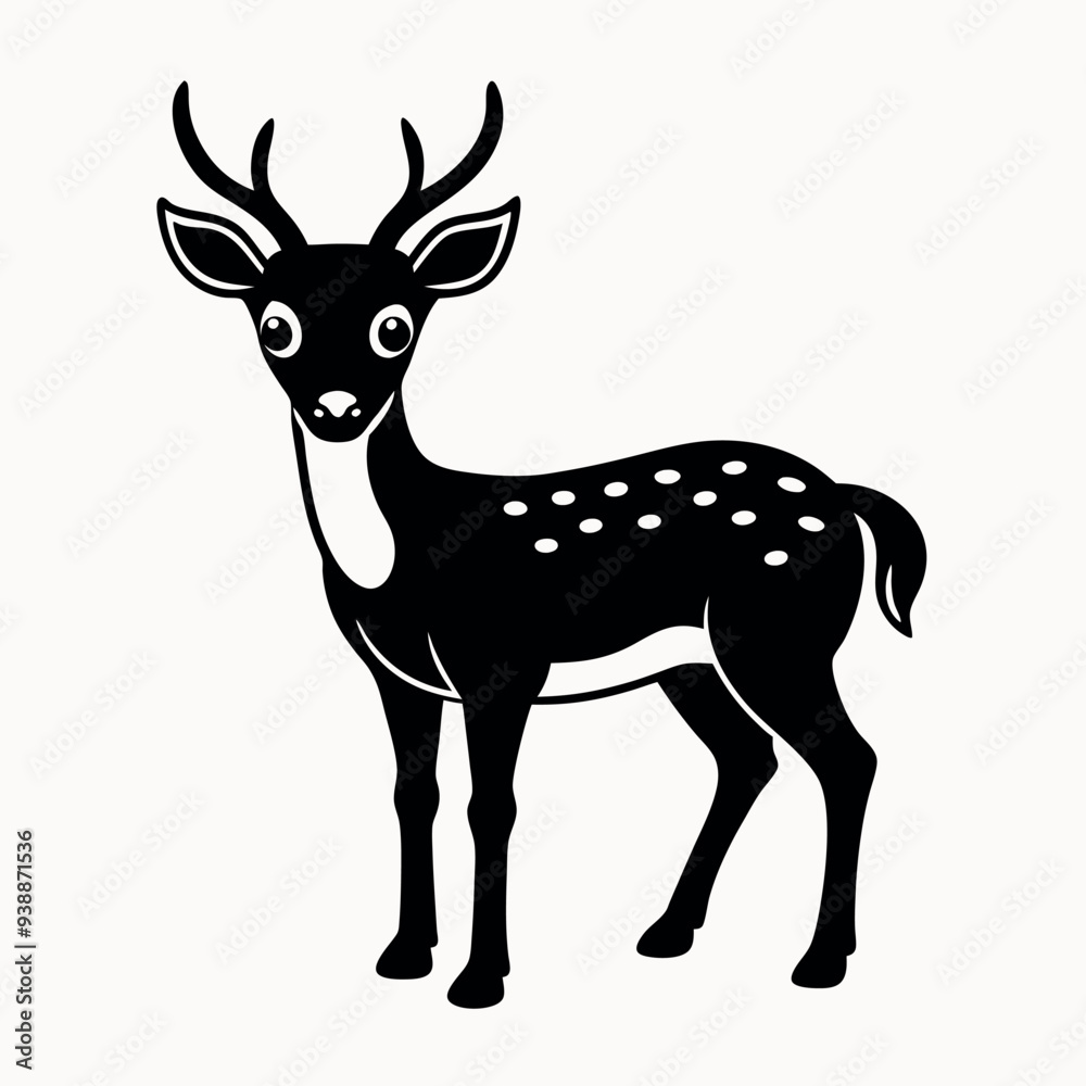 Fototapeta premium Deer silhouette vector illustration style.