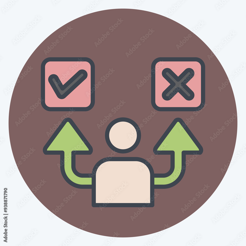 Icon Decide. related to Choice symbol. color mate style. simple illustration Icon Decide. related to Choice symbol. color mate style. simple illustration