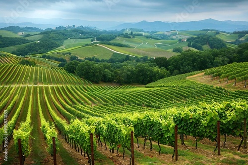 Scenic Vineyard Scene with Luscious Grapes Ready for Harvest