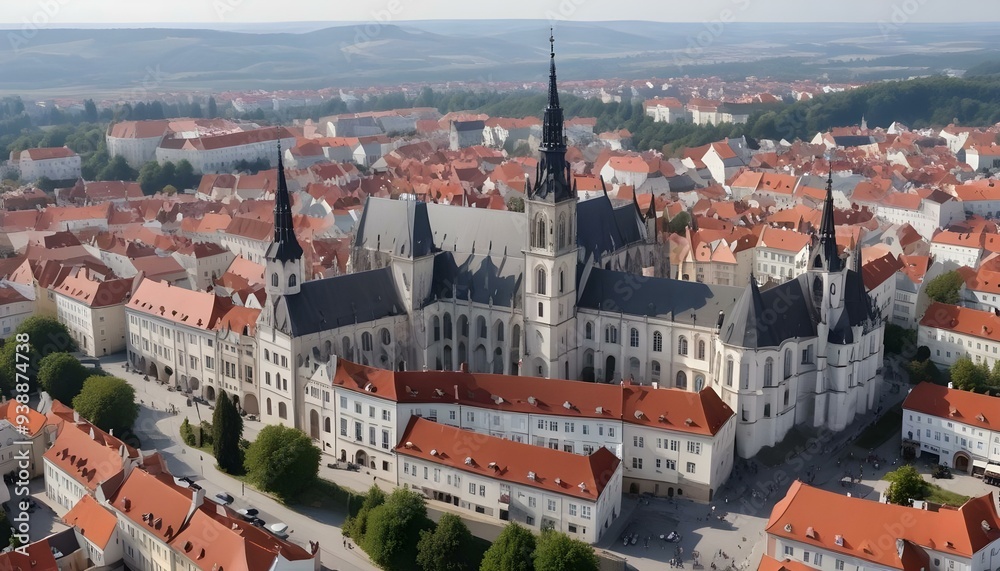 Aerial drone view of the Sibiu Lutheran Cathedral Romania Aerial drone view of the Sibiu Lutheran Cathedral Romania