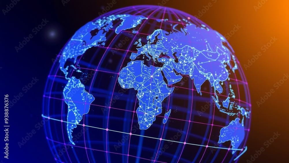 Digital World Map in a Circular Globe Digital World Map in a Circular Globe
