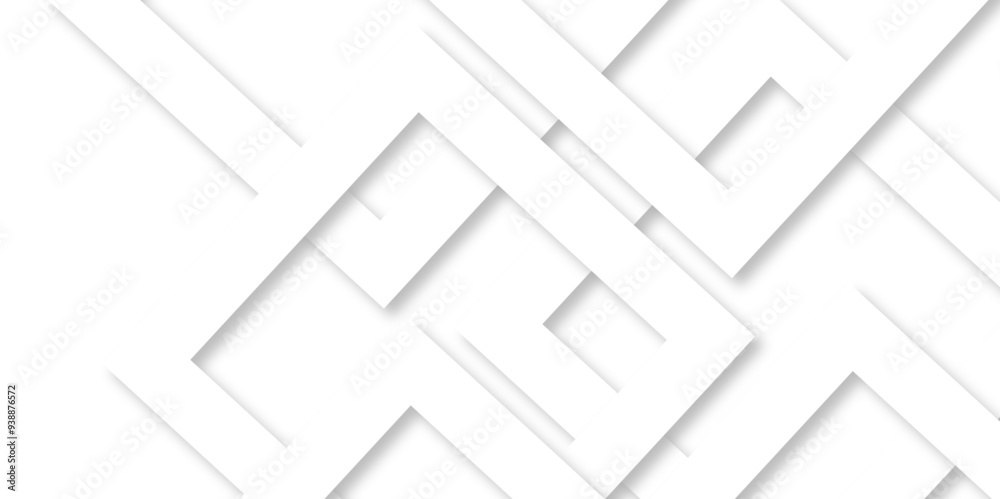 White abstract geometric background with white paper sheets soars as abstract spaces with rectangles, parallel stripes, perspective, shadows in simple strict modern material in triangle and square. White abstract geometric background with white paper sheets soars as abstract spaces with rectangles, parallel stripes, perspective, shadows in simple strict modern material in triangle and square.