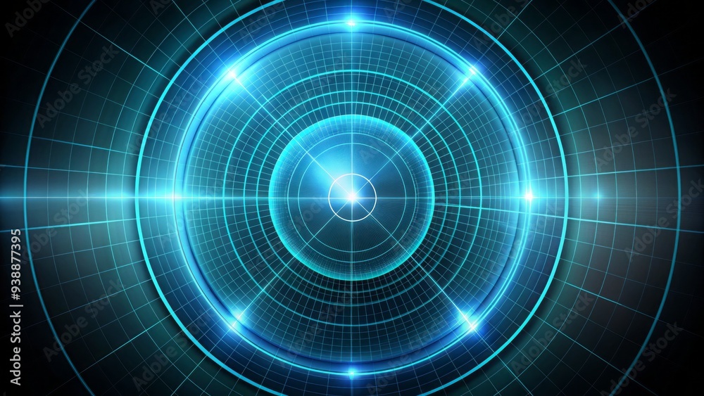 Circular Radar Screen Displays Concentric Rings With A Rotating Radial Beam At Its Center Against A Dark Background Circular Radar Screen Displays Concentric Rings With A Rotating Radial Beam At Its Center Against A Dark Background