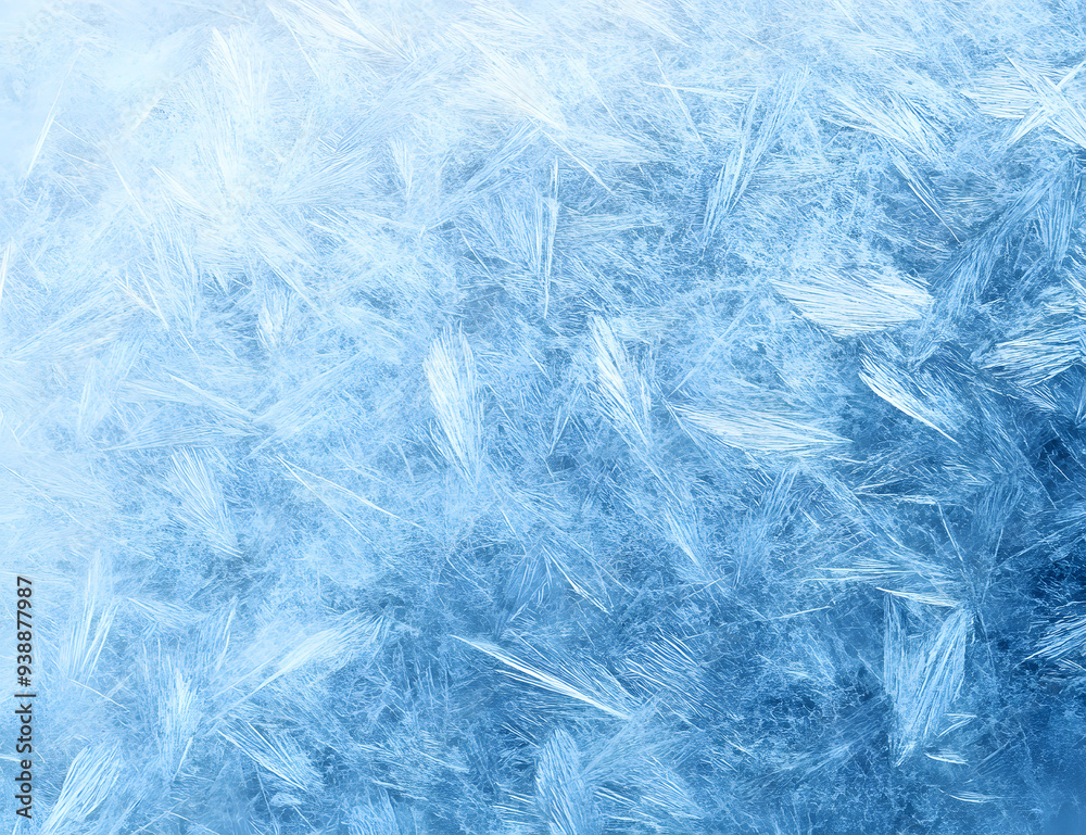 Obraz premium Ice frozen blue background, icy frost scratched texture, cold winter material