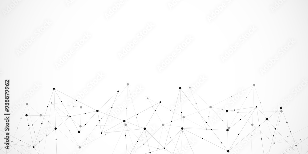 Minimalistic design with connecting the dots and lines. Abstract geometric background of science and technology concept