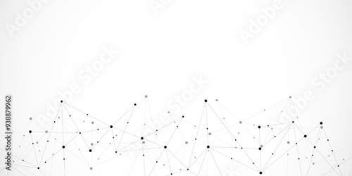 Minimalistic design with connecting the dots and lines. Abstract geometric background of science and technology concept