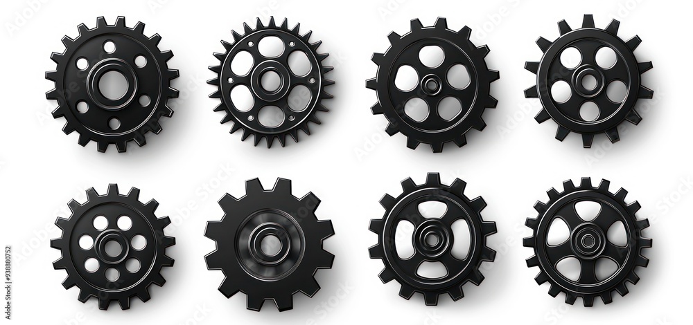 Black Cogwheels on White Background Black Cogwheels on White Background