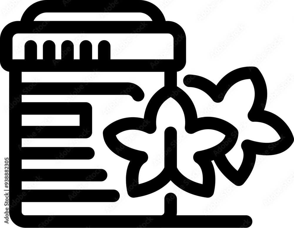 This icon represents a natural cosmetic cream jar with flowers, perfect for representing skincare routines and beauty products This icon represents a natural cosmetic cream jar with flowers, perfect for representing skincare routines and beauty products