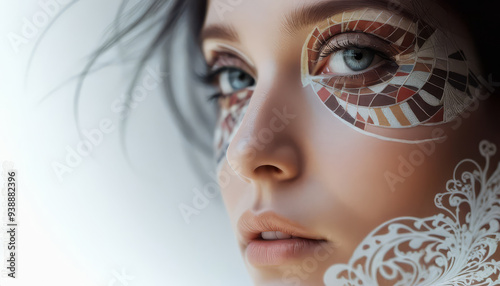 Portrait of a beautiful woman with a white face mask